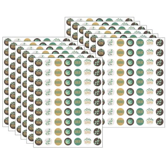 Teacher Created Resources Mini Eucalyptus Stickers, 12 Packs of 378